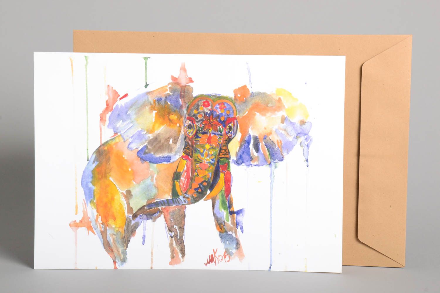Tableau éléphant fait main Décoration murale multicolore Déco maison originale photo 1