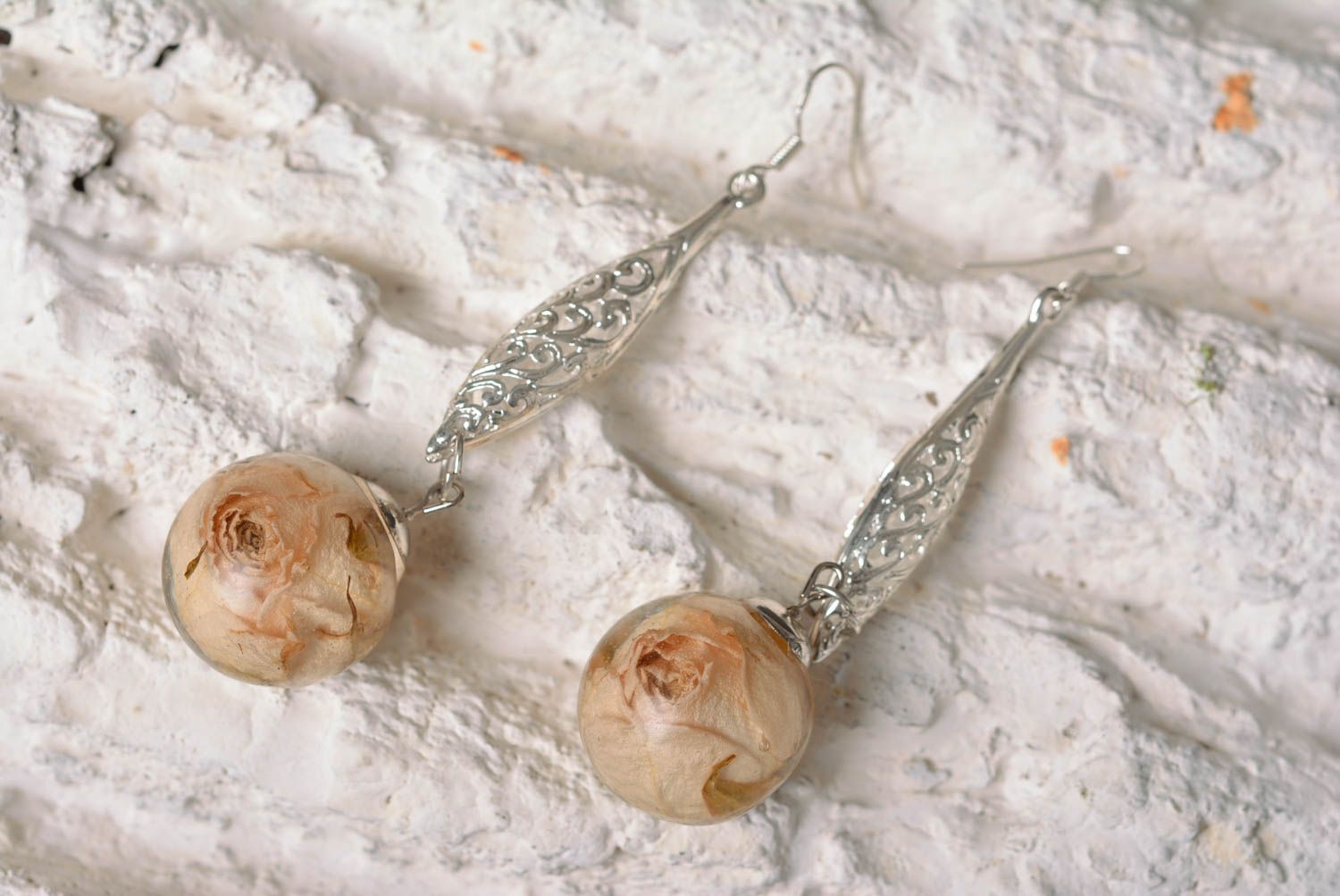Handmade accessories rose earrings metal earrings epoxy items flower earrings photo 1