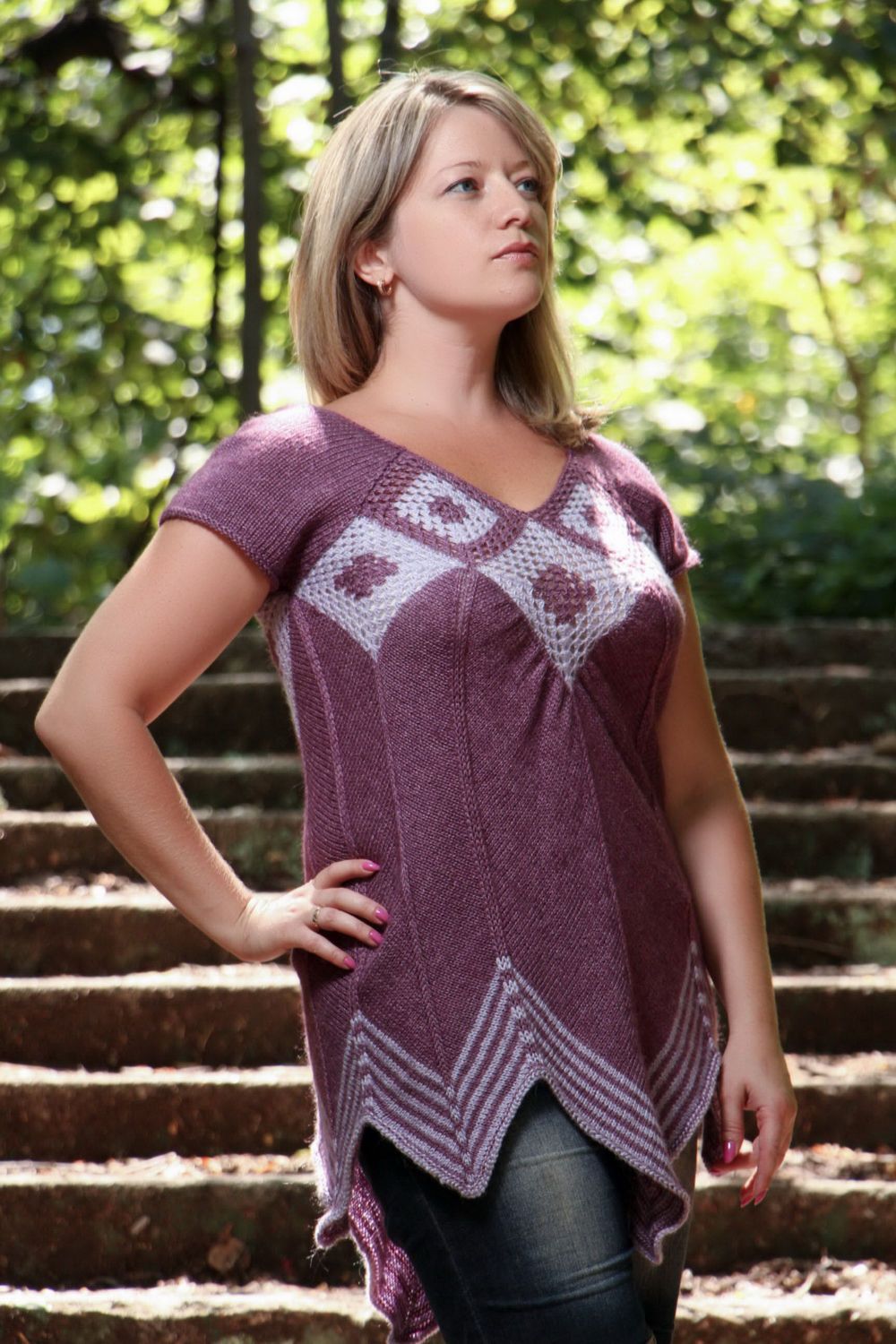 Knitted tunic with rhombs photo 4