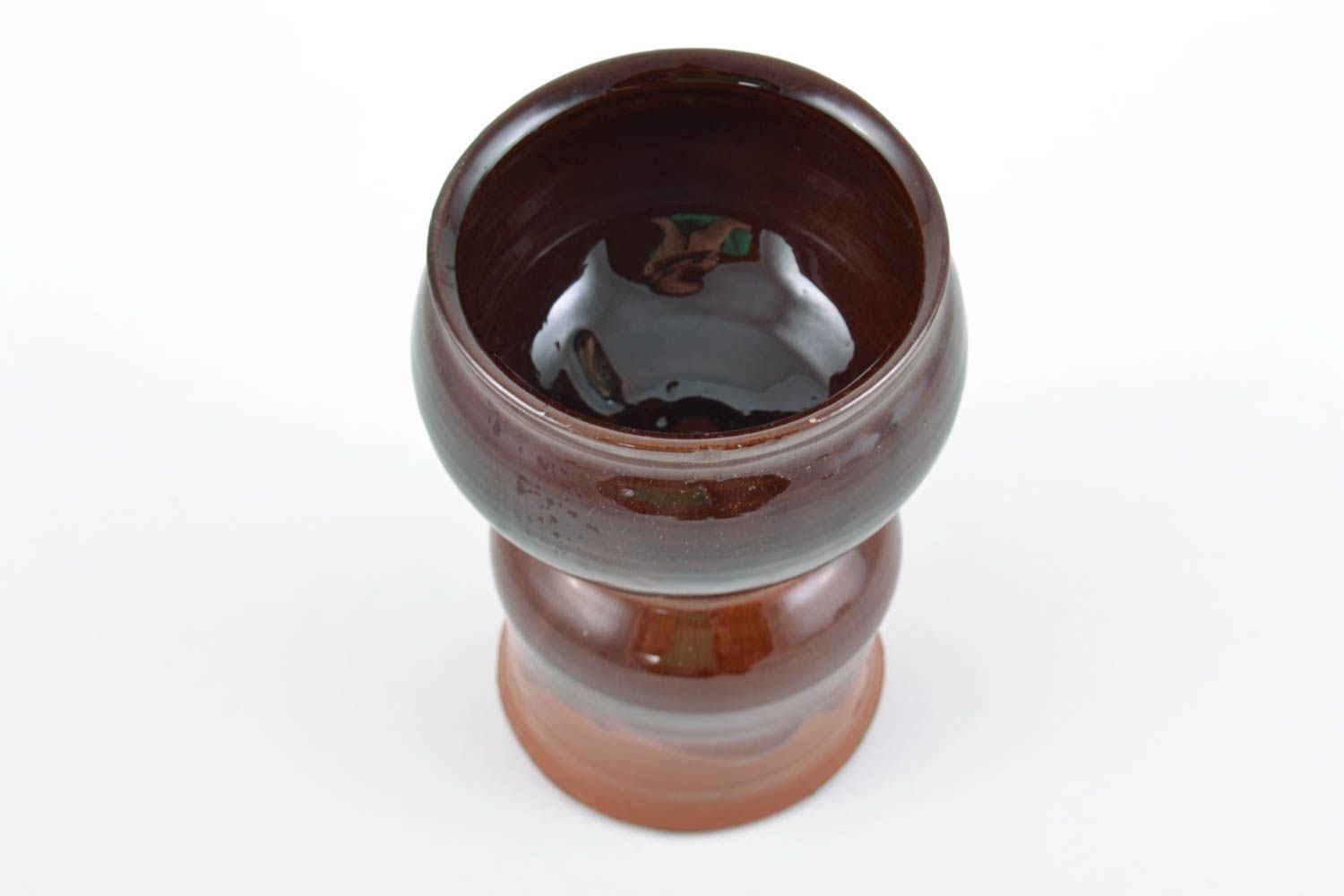 Глиняная ваза для цветов необычной формы с покрытием глазурью ручной работы фото 3