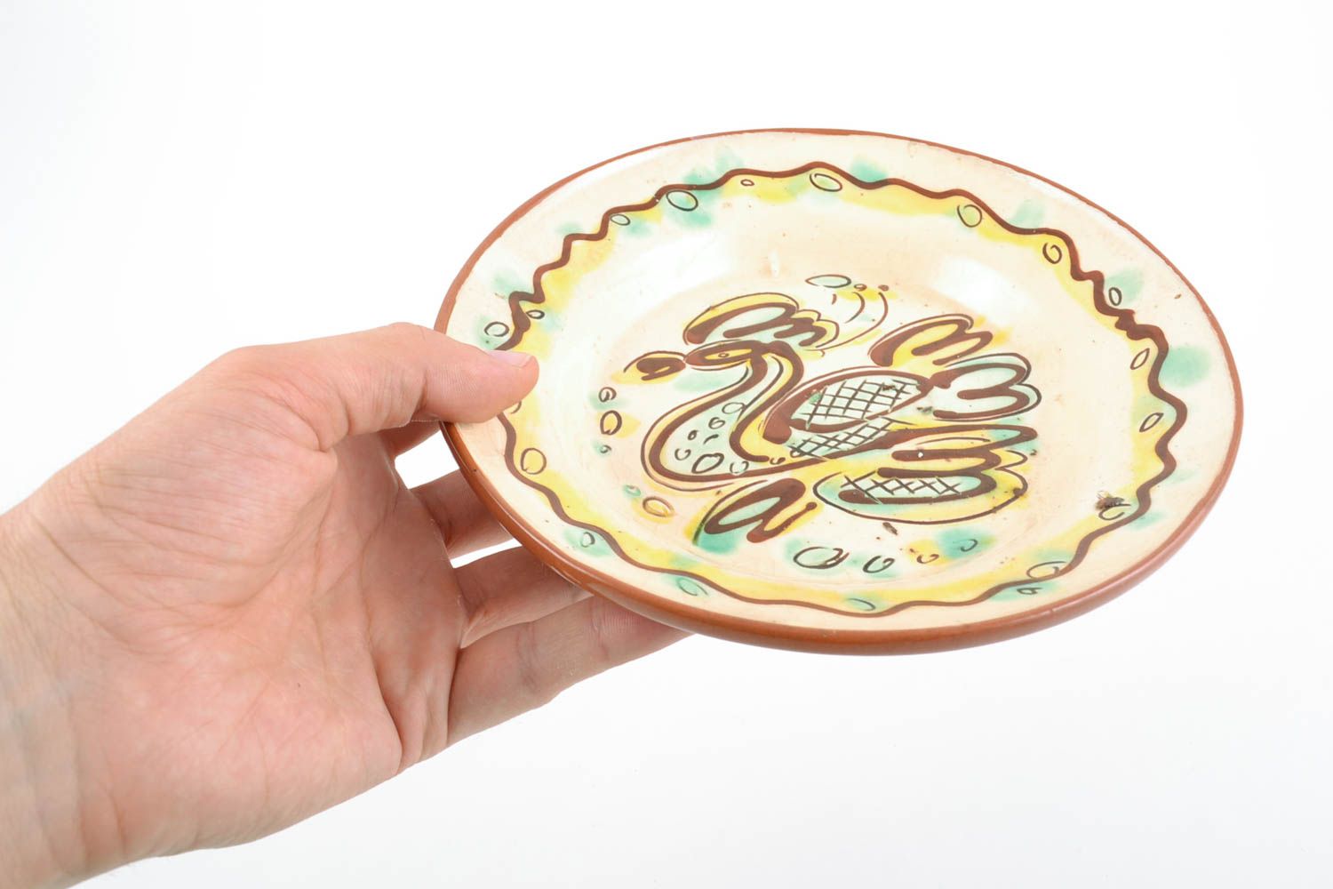 Декоративная тарелка настенная из глины с росписью круглая панно ручная работа фото 2