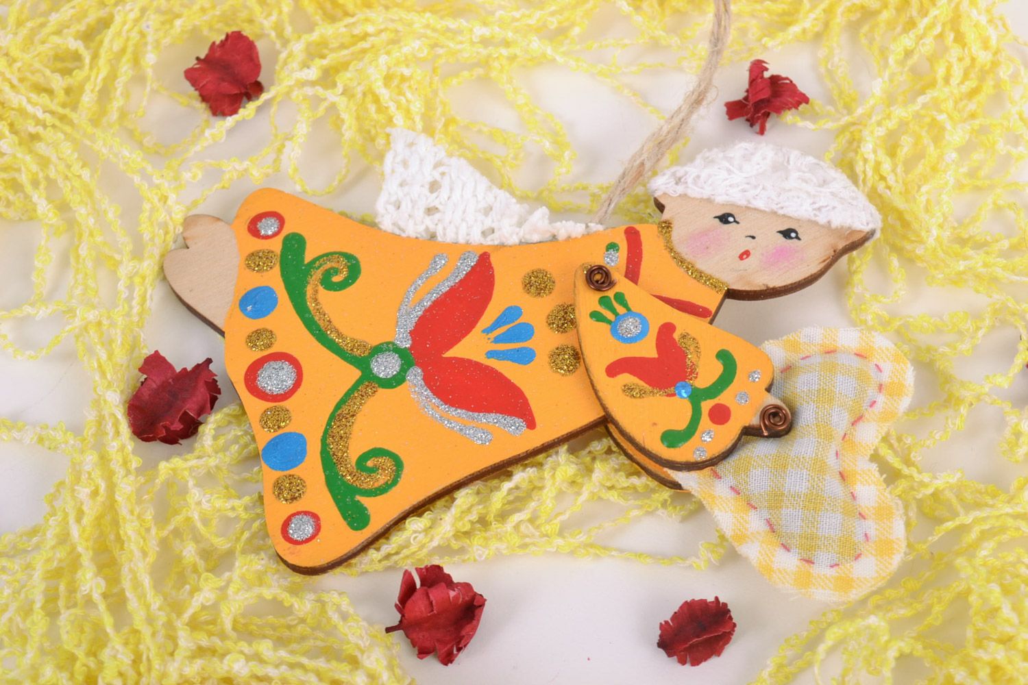 Handmade decorative colorful wooden wall hanging angel with fragrance  photo 1