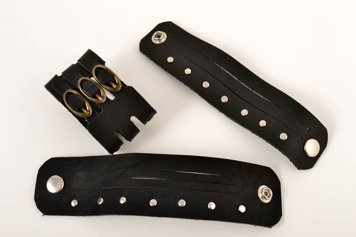 Широкие кожаные браслеты хэнд мэйд модные браслеты на руку 3 украшения из кожи фото 2
