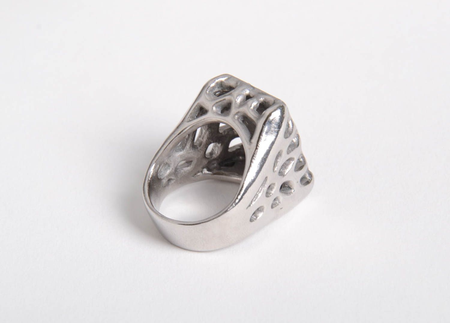 Ring aus Metall handgemachter Schmuck  Ring für Damen mit Bild vom Baum groß foto 3