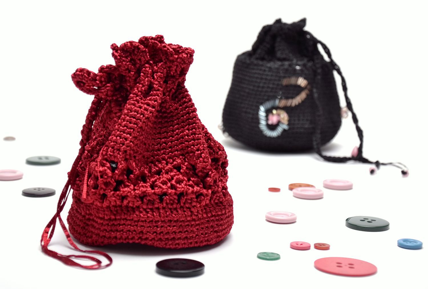 Red knitted cocktail bag photo 1