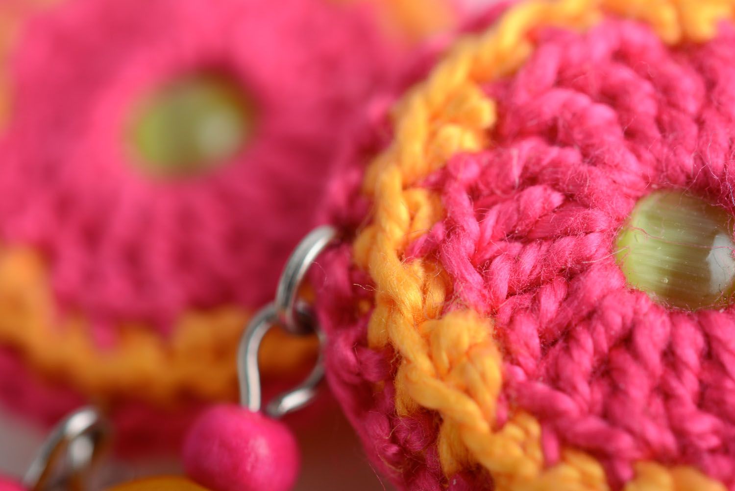 Homemade crocheted over earrings photo 4