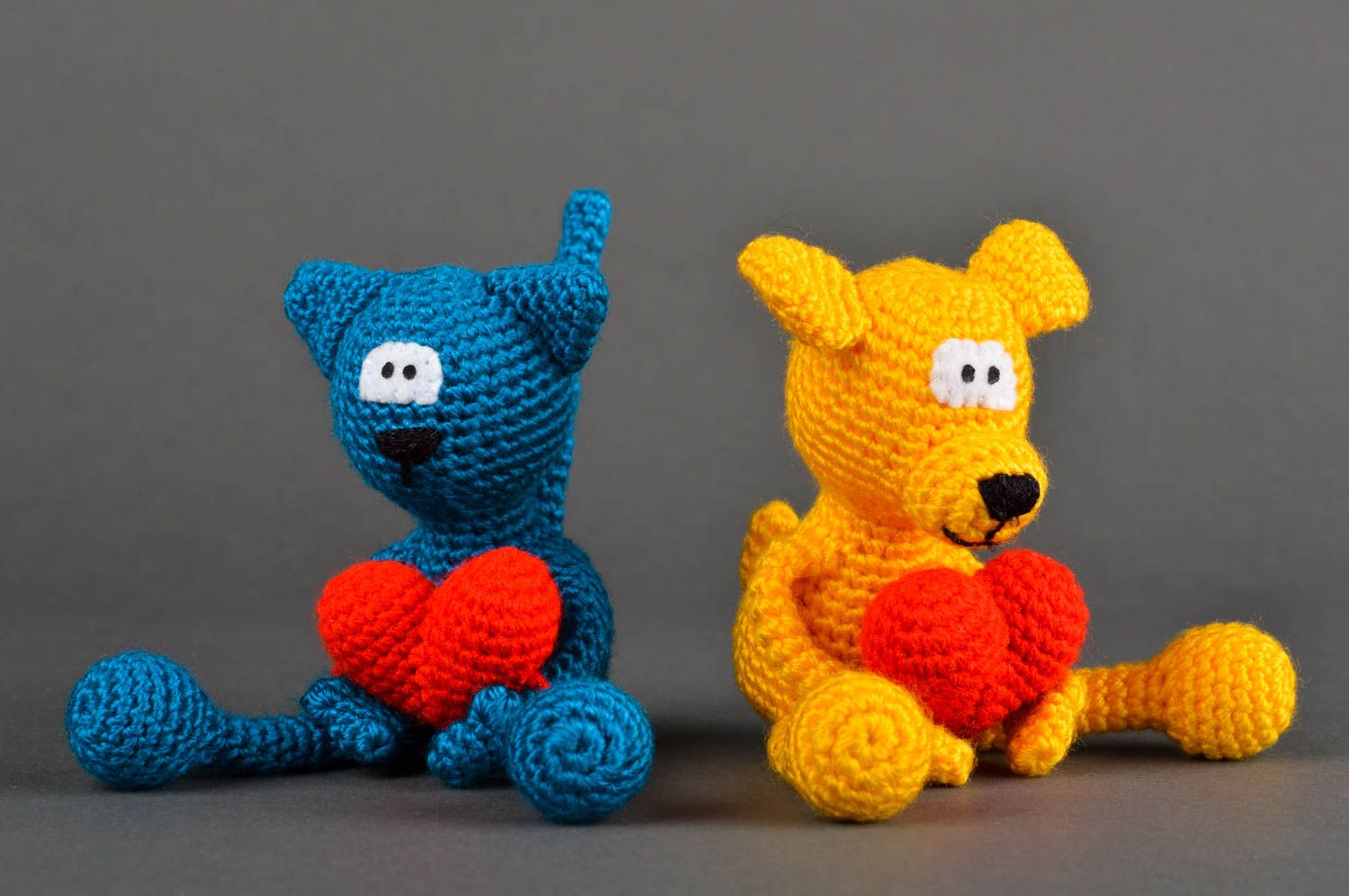 Juguetes hechos a mano regalos para niños 2 juguetes tejidos Gato y perro foto 2