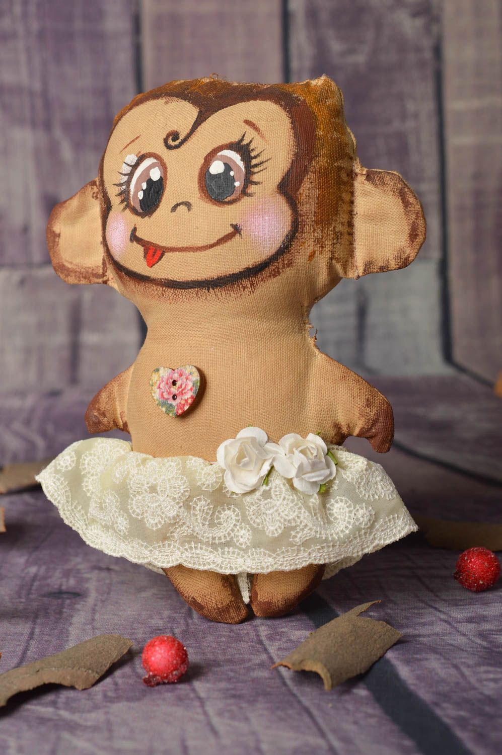 Juguete de peluche muñeco artesanal decorativo regalo para niño Mono foto 1