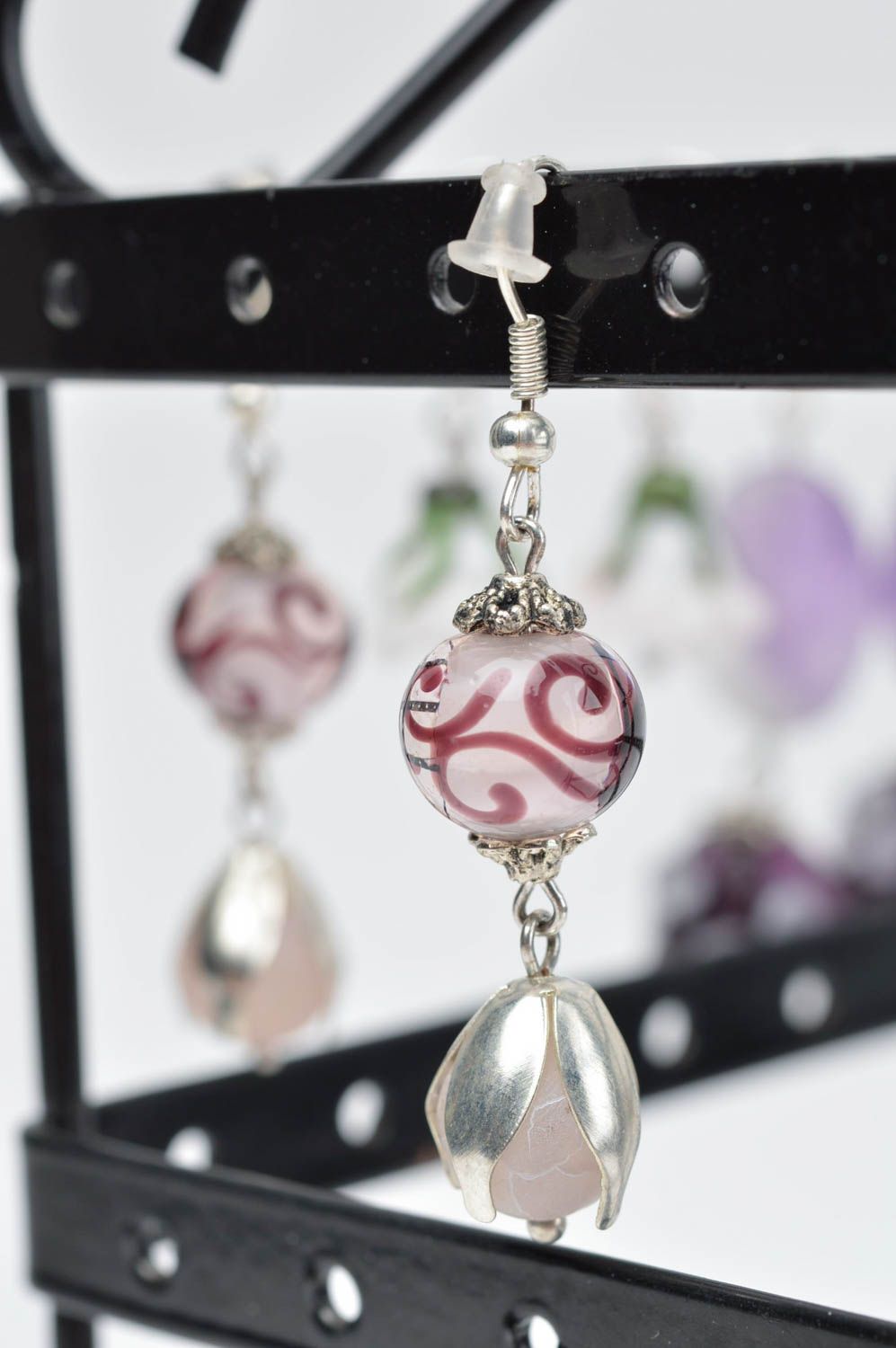 Glass elegant earrings cute designer present female jewelry gift for her photo 1