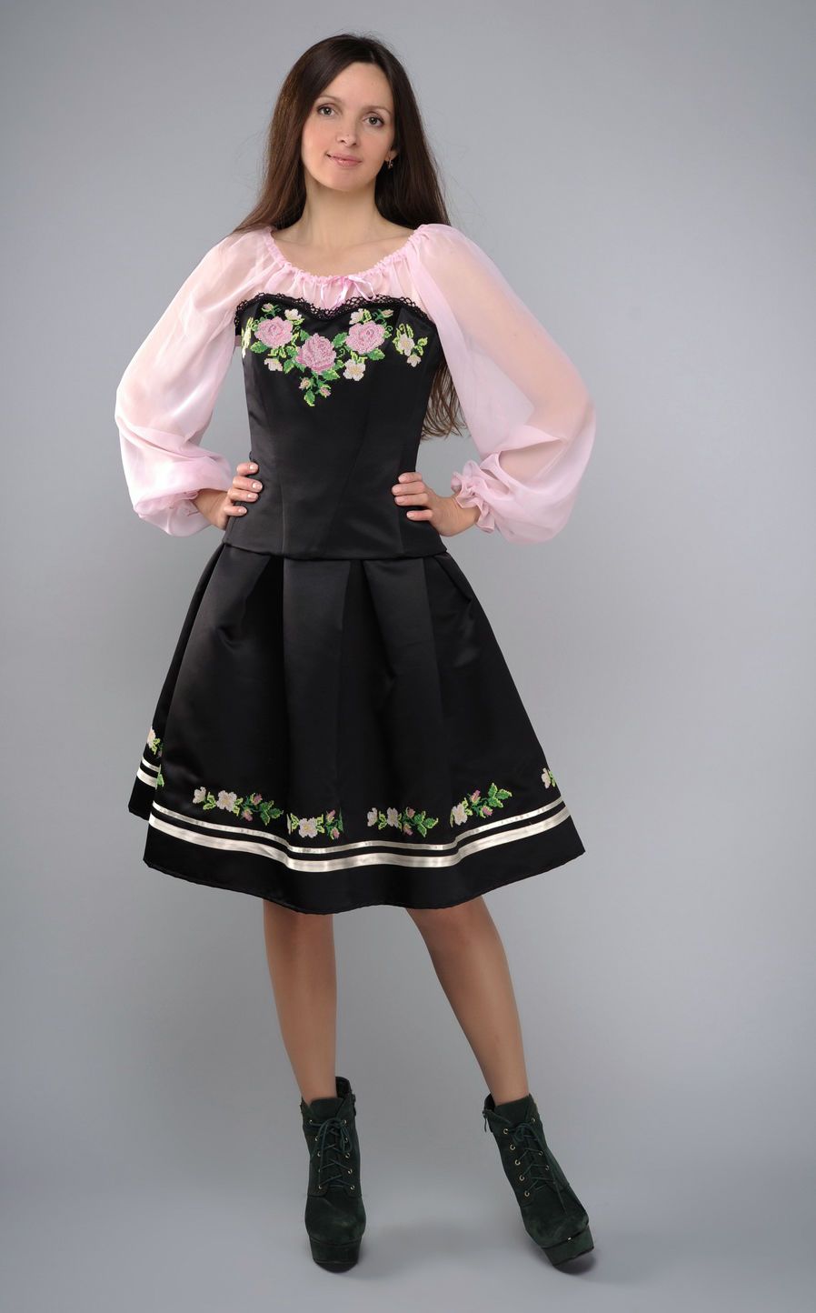 Costume made of chiffon and satin: skirt, blouse, corset photo 1