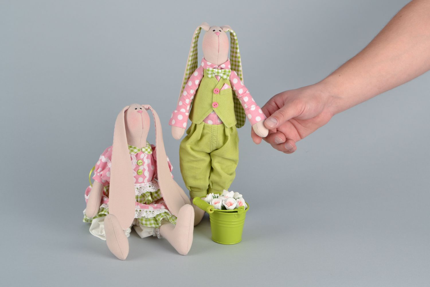 Textile toy couple of hares photo 2