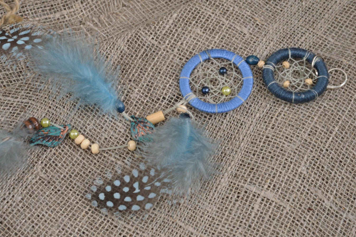 Handmade designer keychain Indian amulet Dreamcatcher with feathers photo 2
