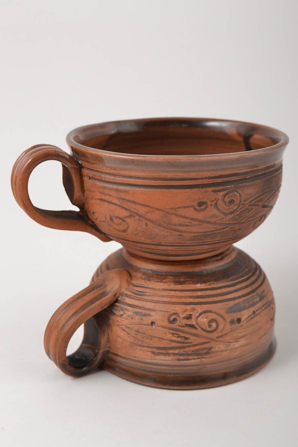 Juego de tazas artesanales de arcilla regalo original utensilios de cocina 
 foto 4