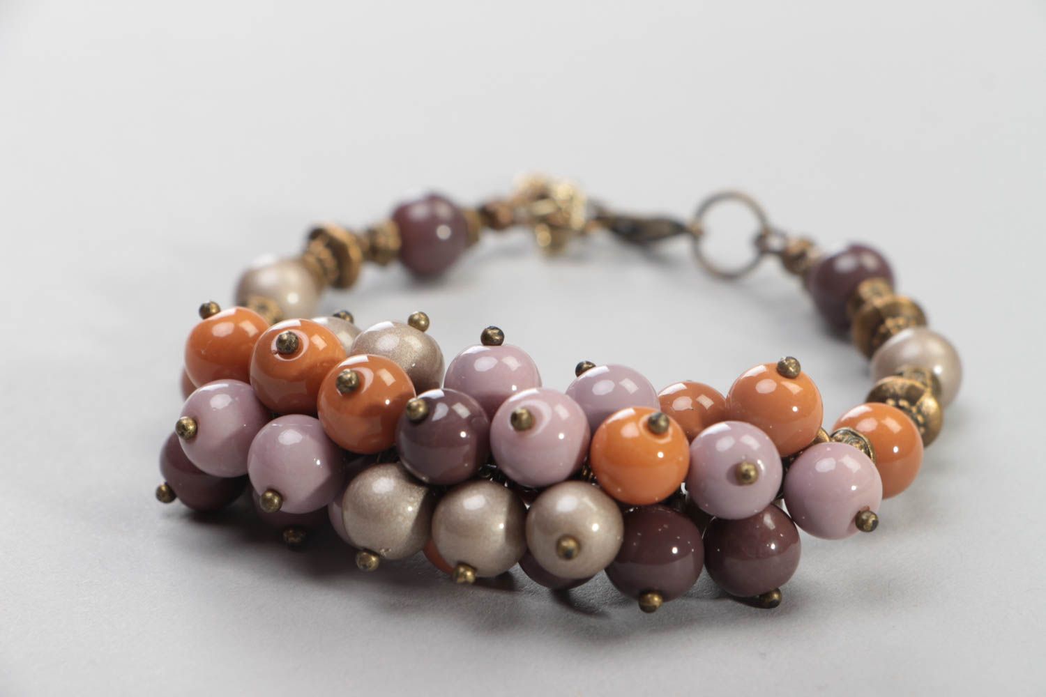 Handmade designer bracelet accessory made of ceramic pearls unusual jewelry photo 3