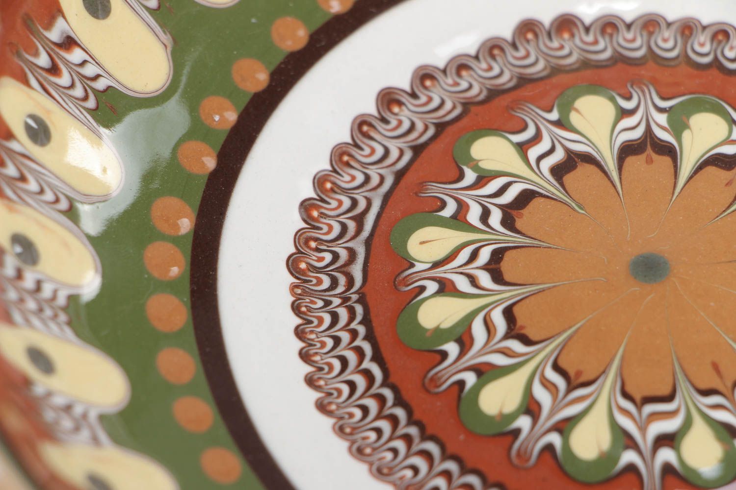 Bol de céramique ethnique fait main avec peinture de glaçure colorée grand photo 4