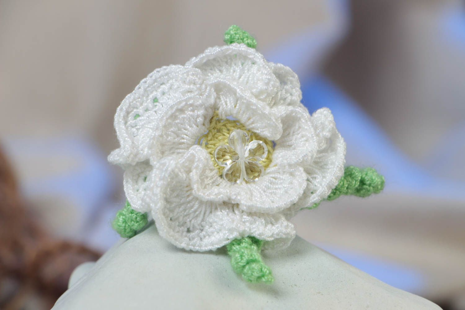Flower scrunchy hand-crocheted scrunchies handmade hair accessories for girls photo 1