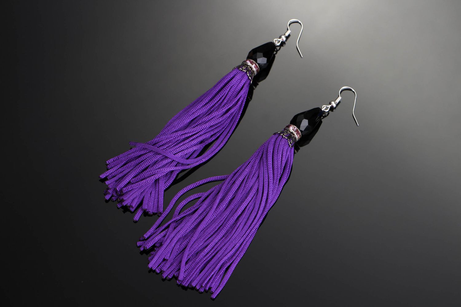 Earrings with fringe violet photo 1