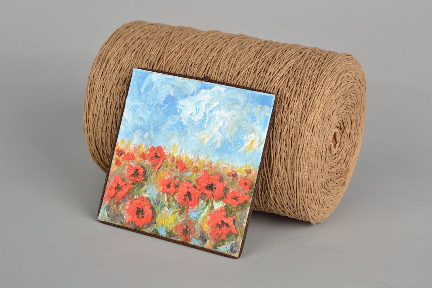 Fridge magnet painting Poppy Field photo 1