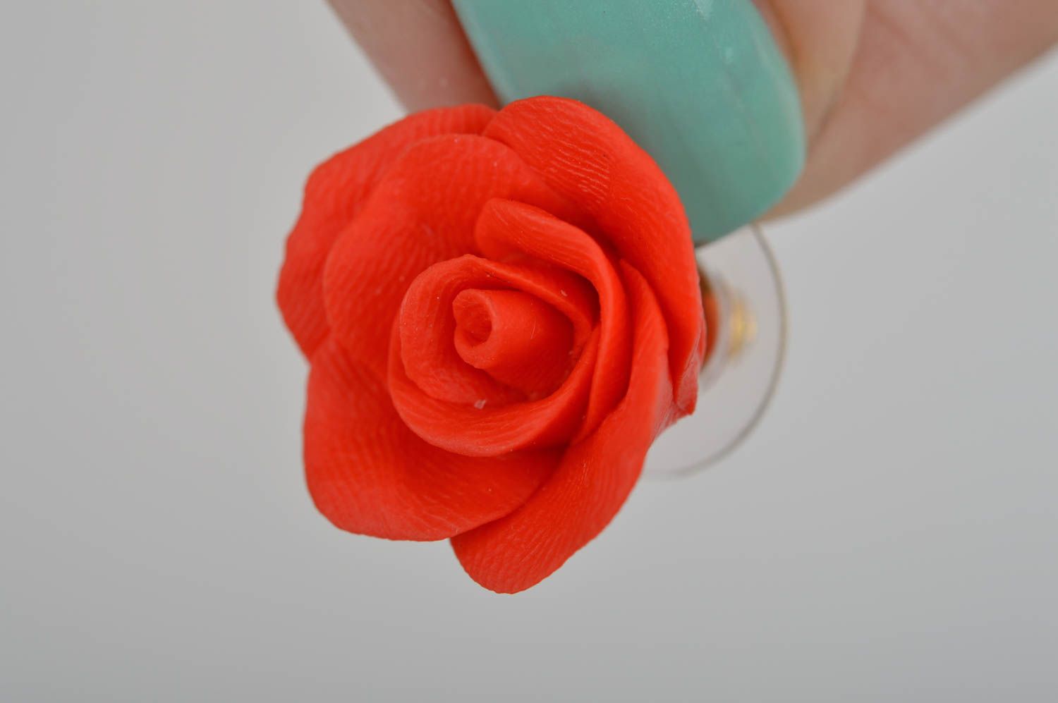 Handmade rose earrings stud earrings flower earrings designer plastic bijouterie photo 4
