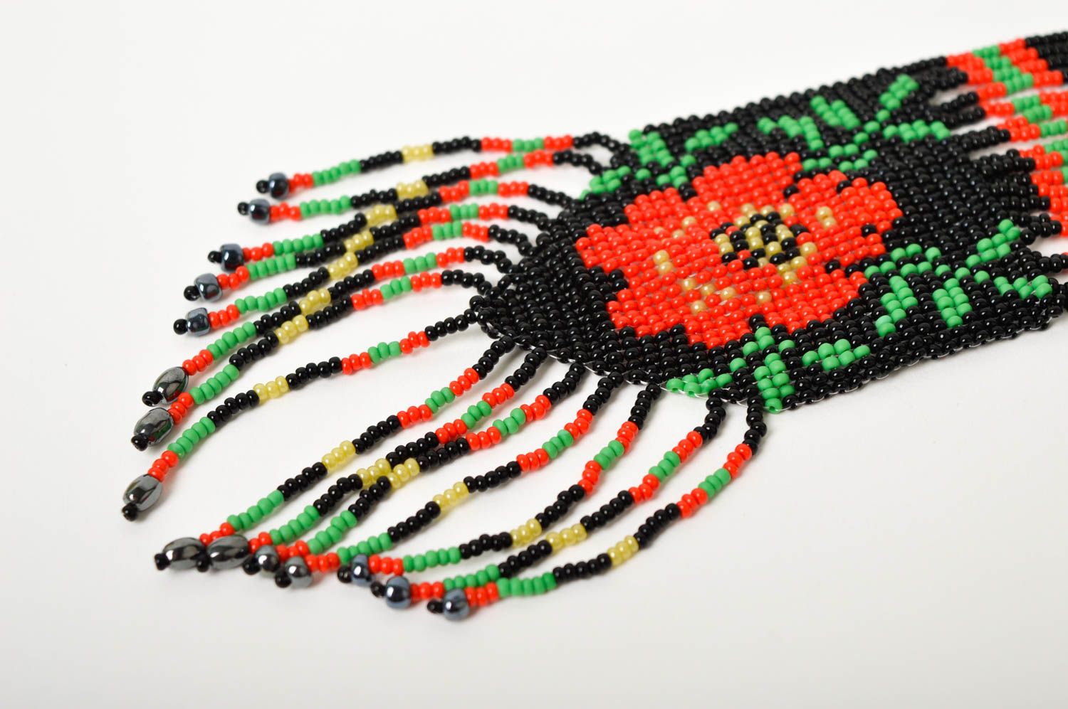 Украшение ручной работы гердан из бисера этническое украшение с узорами фото 5
