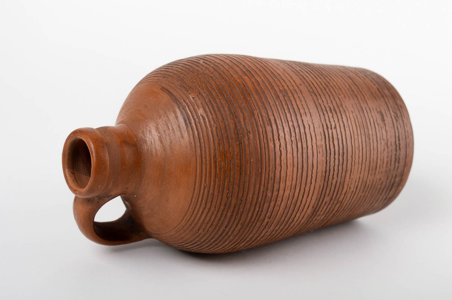 Garrafa de cerámica hecha a mano color marrón regalo original decoración de casa foto 2