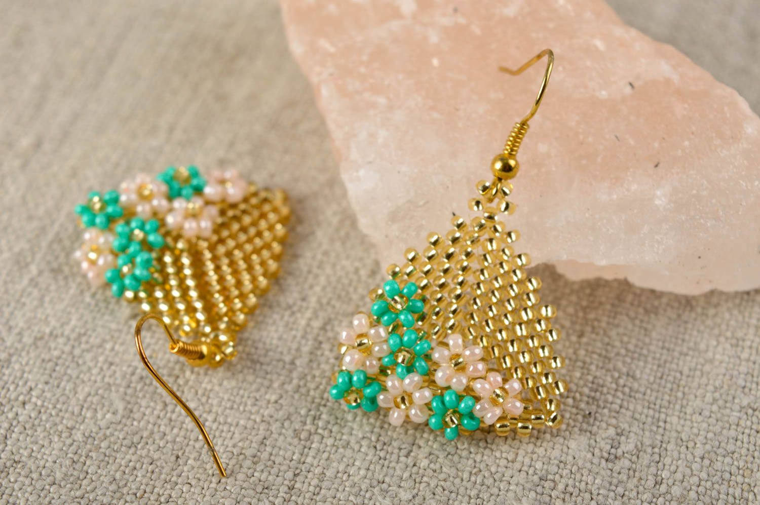 Handmade flower earring tender designer earrings beautiful beaded jewelry photo 1