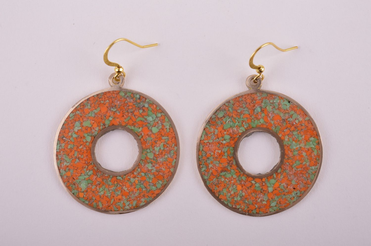 Украшение из латуни handmade серьги из натуральных камней модные серьги кольца фото 3