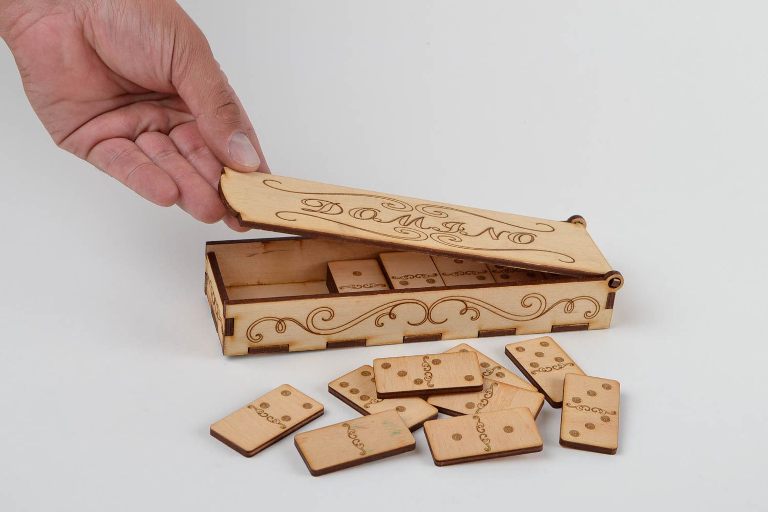 Handmade designer wooden dominoes stylish decoupage blank unusual decor photo 2