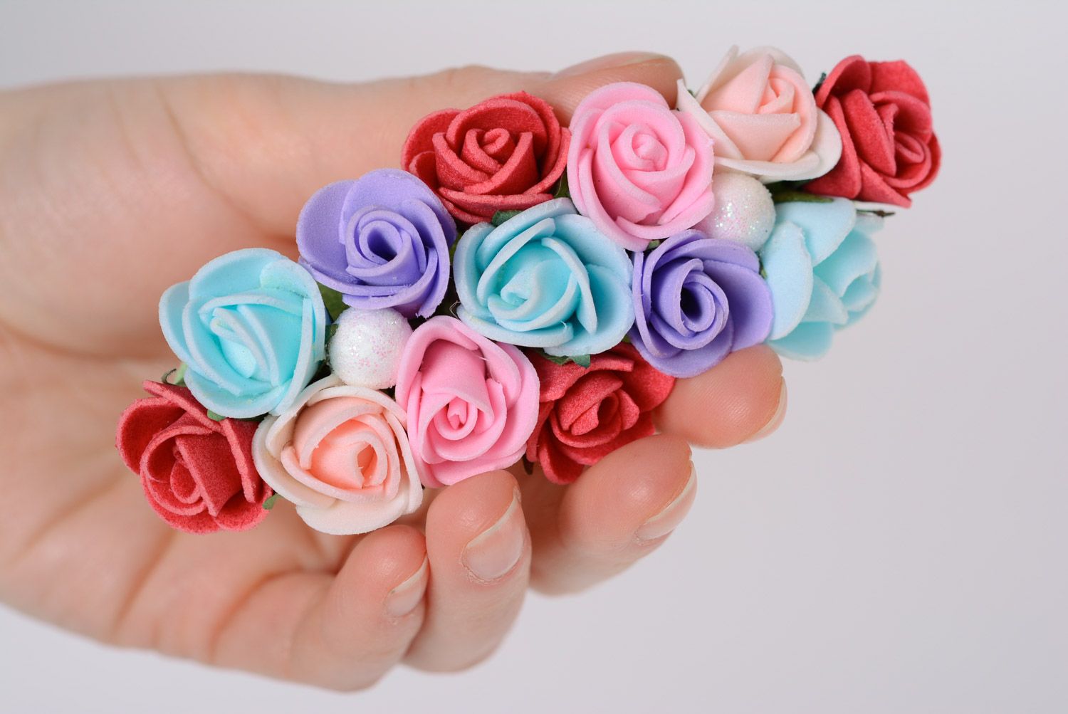Beautiful designer handmade foamiran fabric flower hair clip automatic photo 1