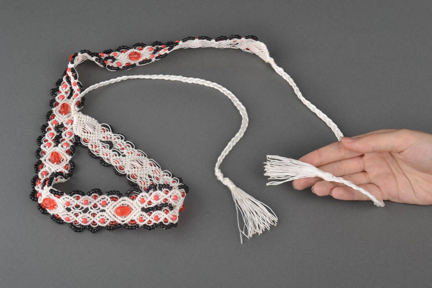Stylish handmade macrame belt woven textile belt accessories for girls photo 4