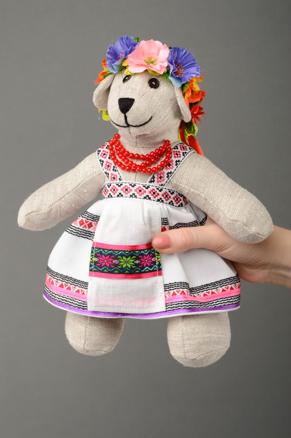 Handmade designer fabric doll Ukrainian Bear photo 4