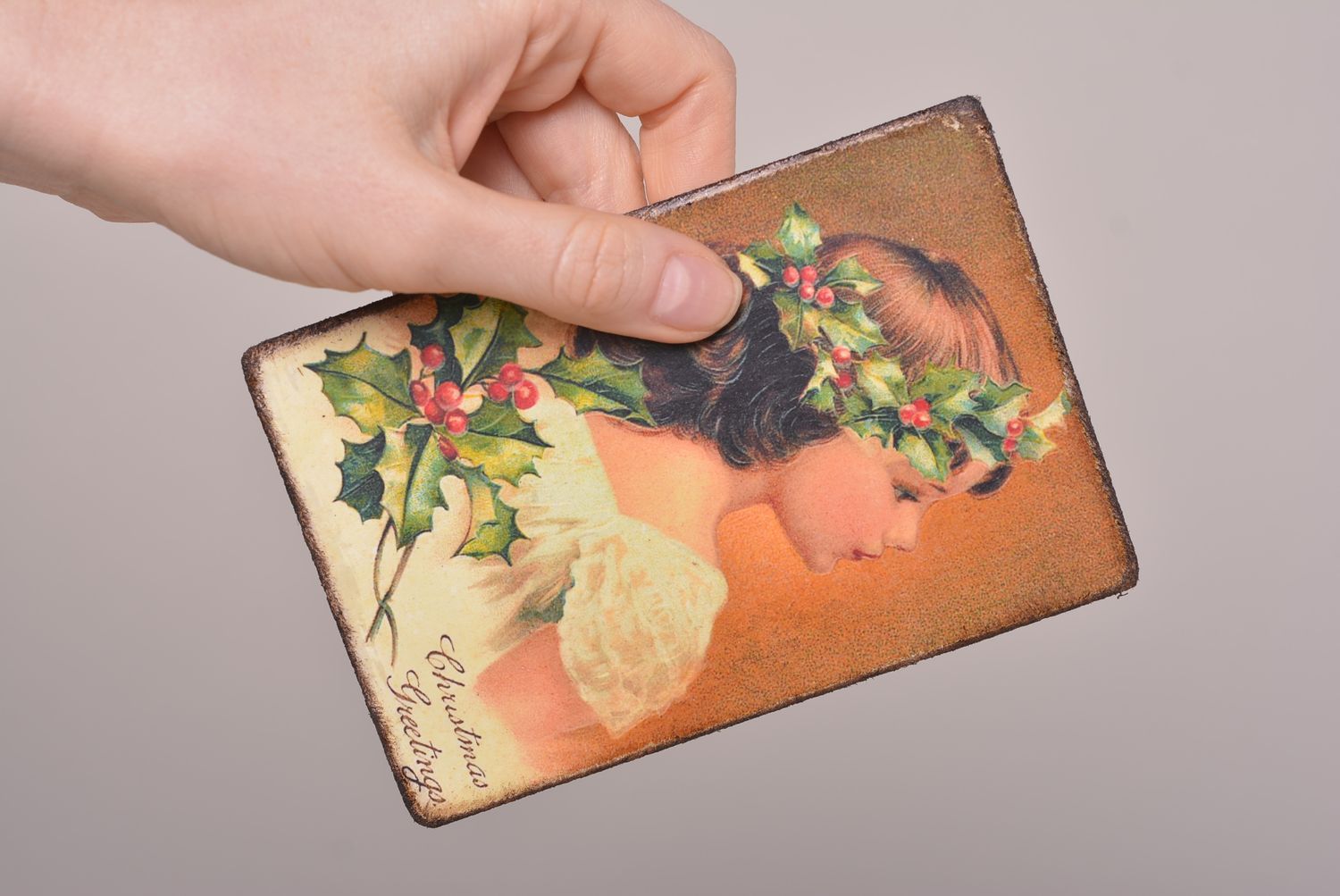 Handmade schöne Grusskarte Postkarte Holz Grußkarte Designer auffallend toll foto 4