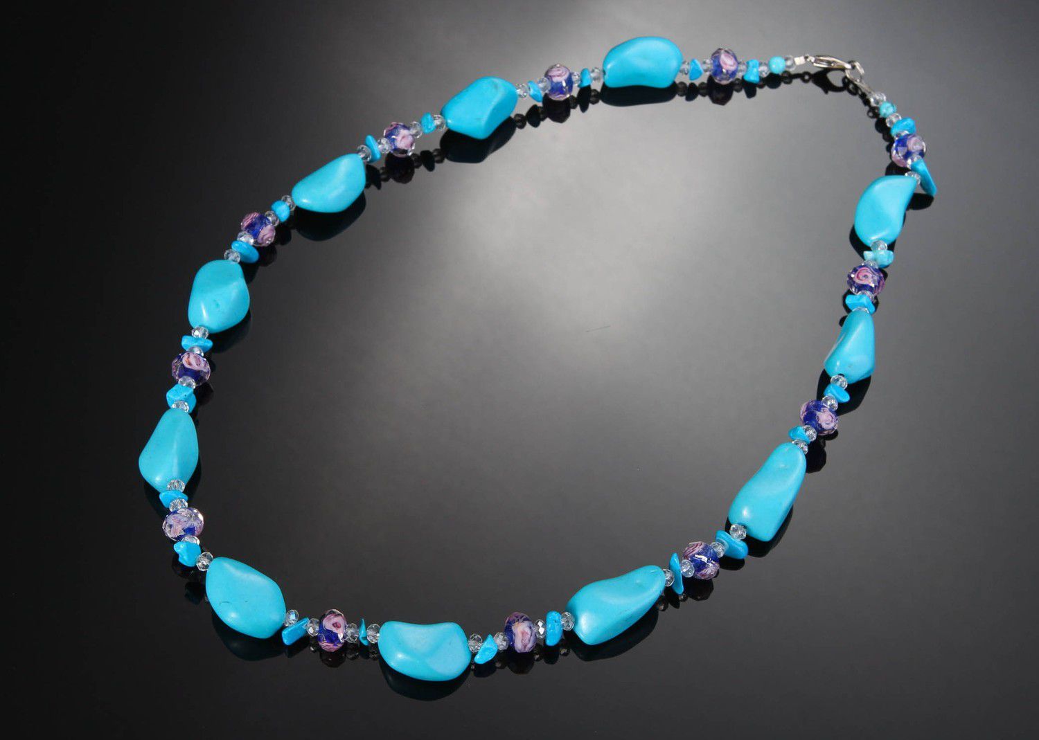 Necklace made of turquoise & glass photo 2
