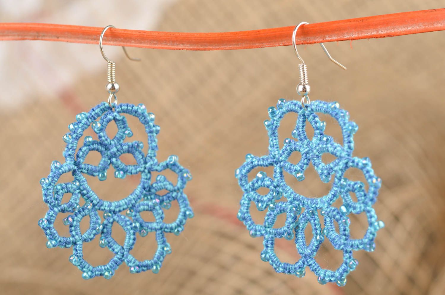 Stylish handmade textile earrings woven lace earrings costume jewelry designs photo 1