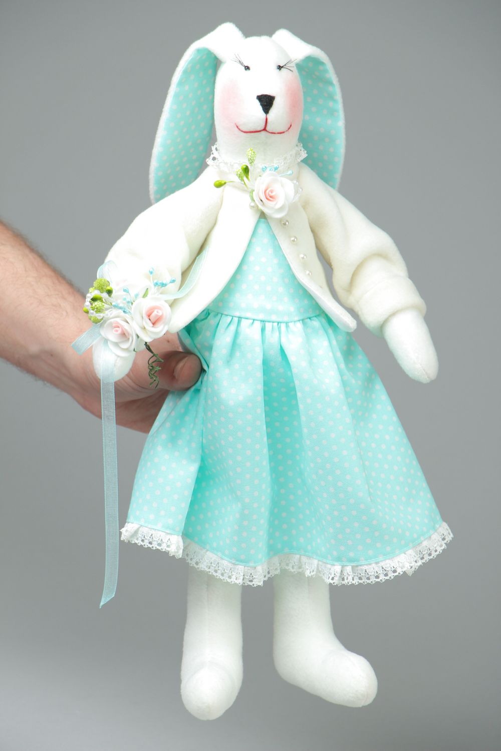 Beautiful toy rabbit with long ears photo 4