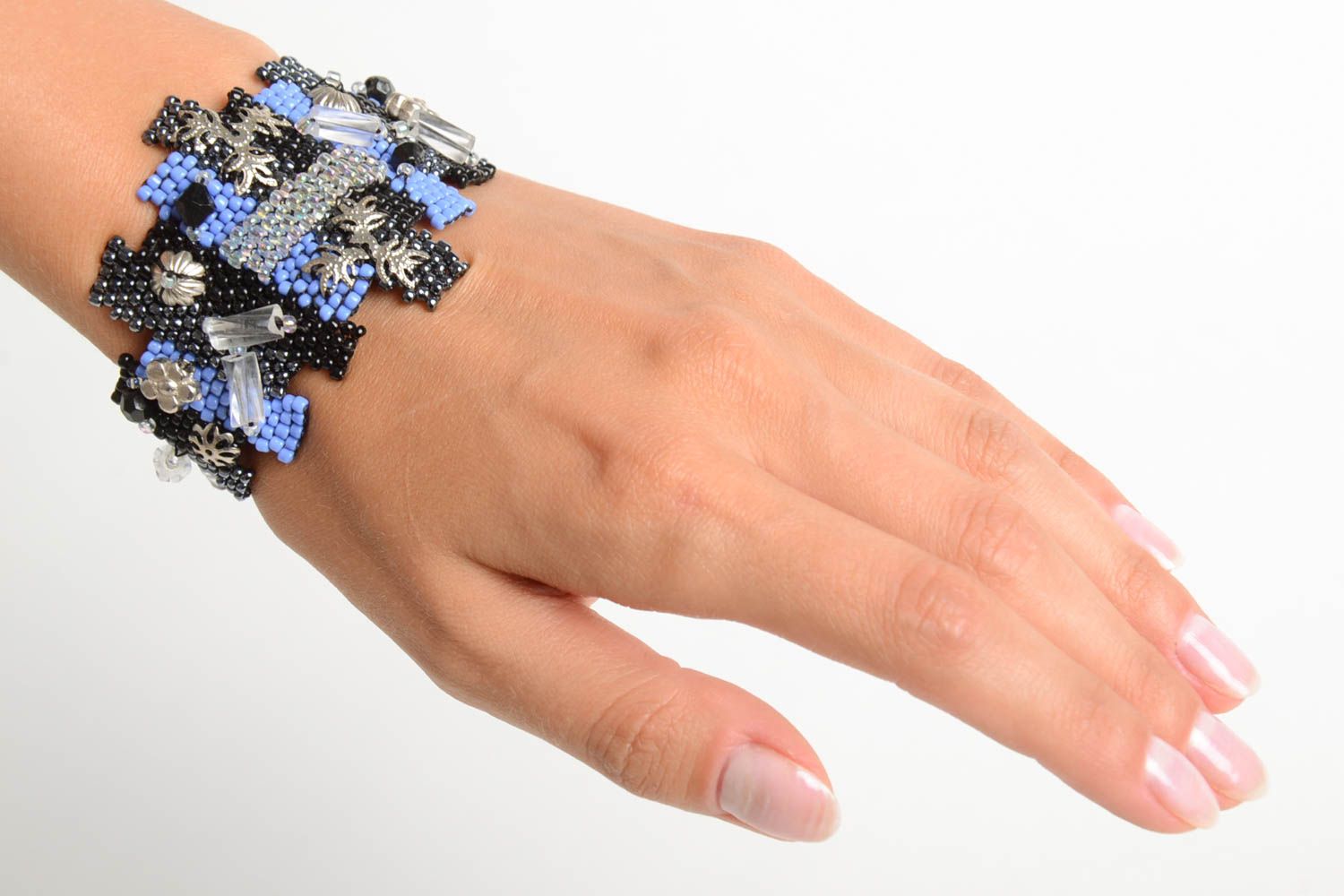 Handmade designer seed beaded bracelet unique accessory present for woman photo 2