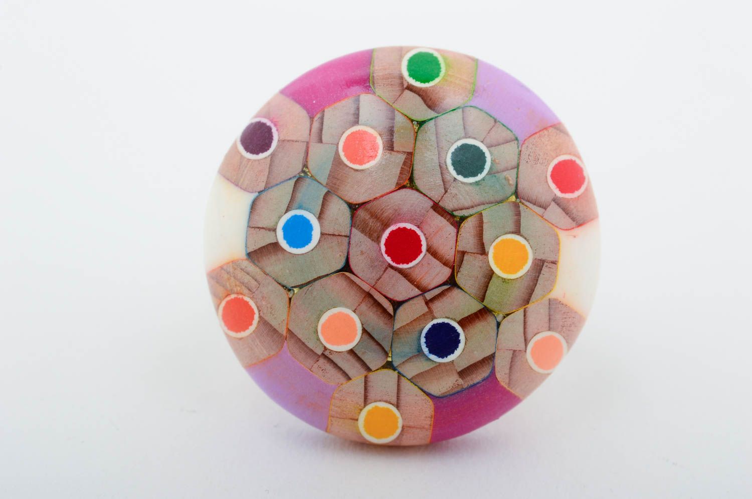 Bague design ronde Bijou fait main multicolore crayons argile Cadeau femme photo 3