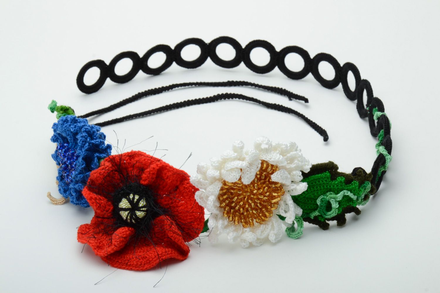 Bunter gehäkelter Gürtel handmade mit Blumen aus Fäden für Frauen  foto 3