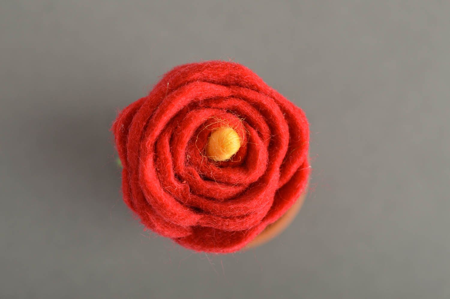 Pot de Fleur artificielle fait main en laine feutrée Déco maison Cadeau original photo 4