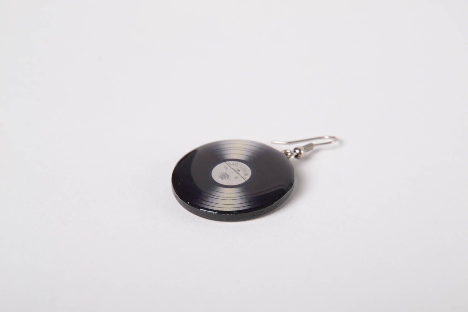 Boucles d'oreilles disque vinyle Bijoux fait main Accessoire mode pâte polymère photo 3