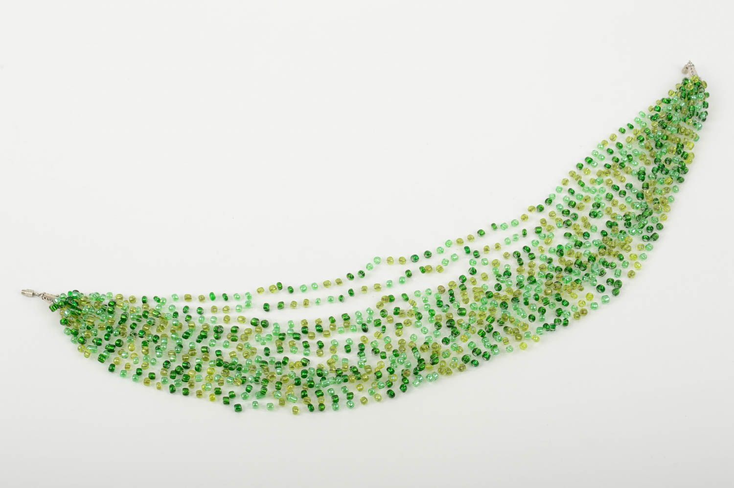 Collier perles rocaille Bijou fait main vert multirang Accessoire femme photo 4