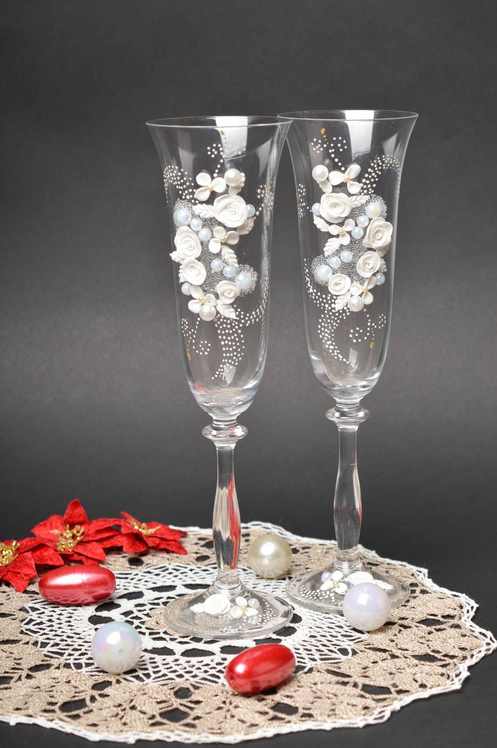 Handmade wedding glass champagne glass wedding decor unique wine glasses  photo 1