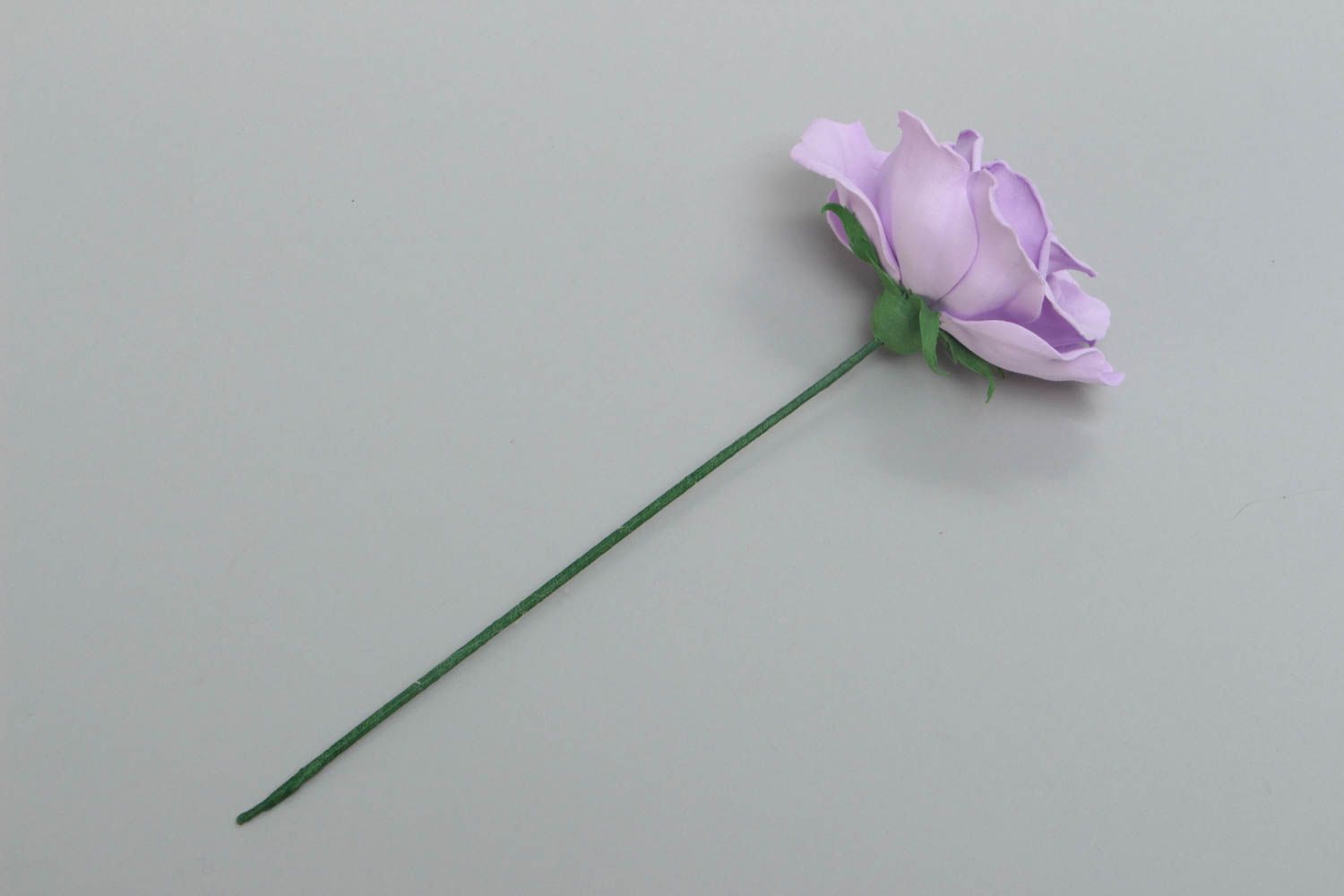 Beautiful handmade designer foamiran fabric flower for interior decor Lilac Rose photo 2