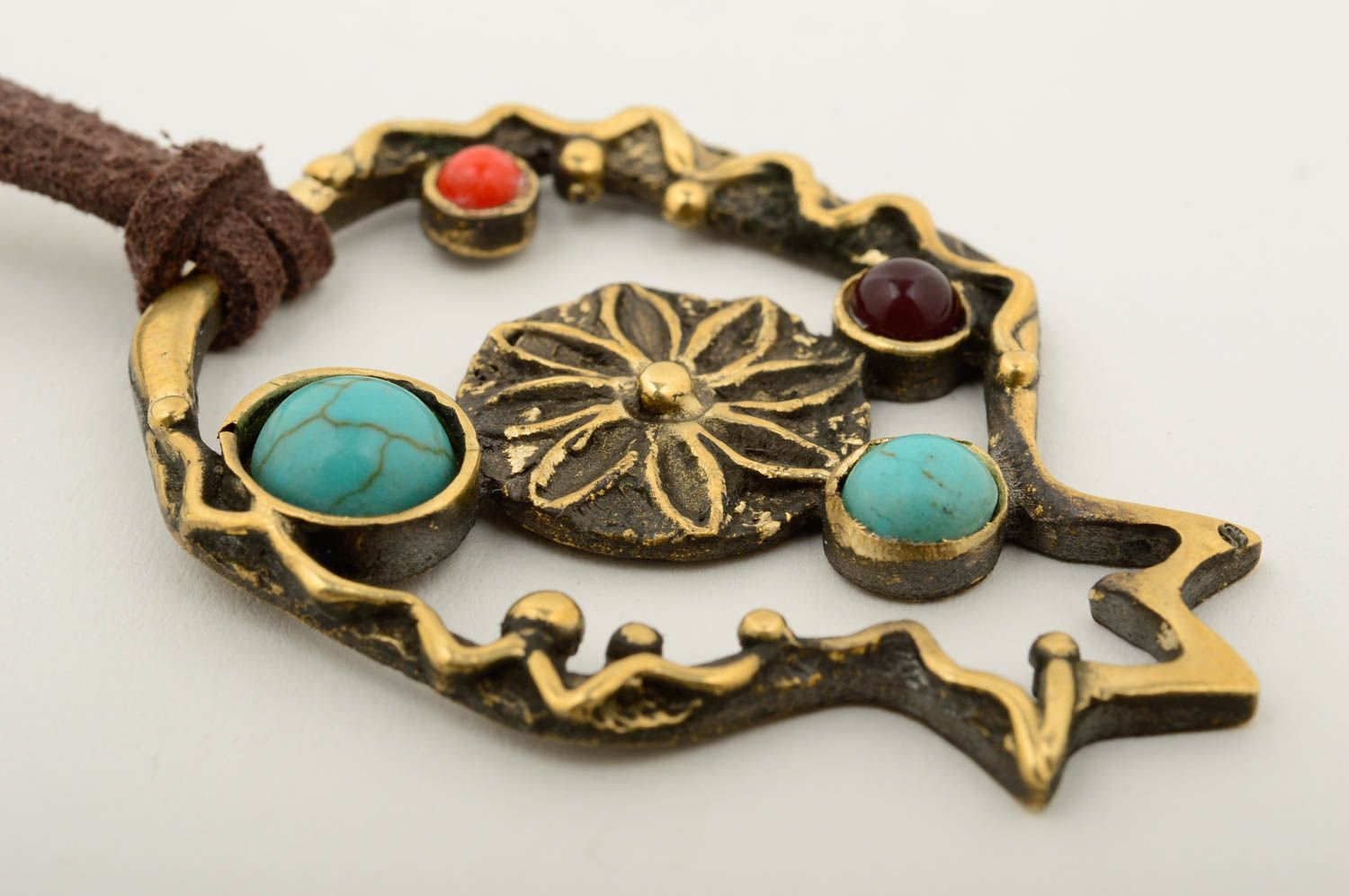 Handmade Ketten Anhänger Bronze Designer Schmuck Frauen Accessoire Granatapfel foto 4