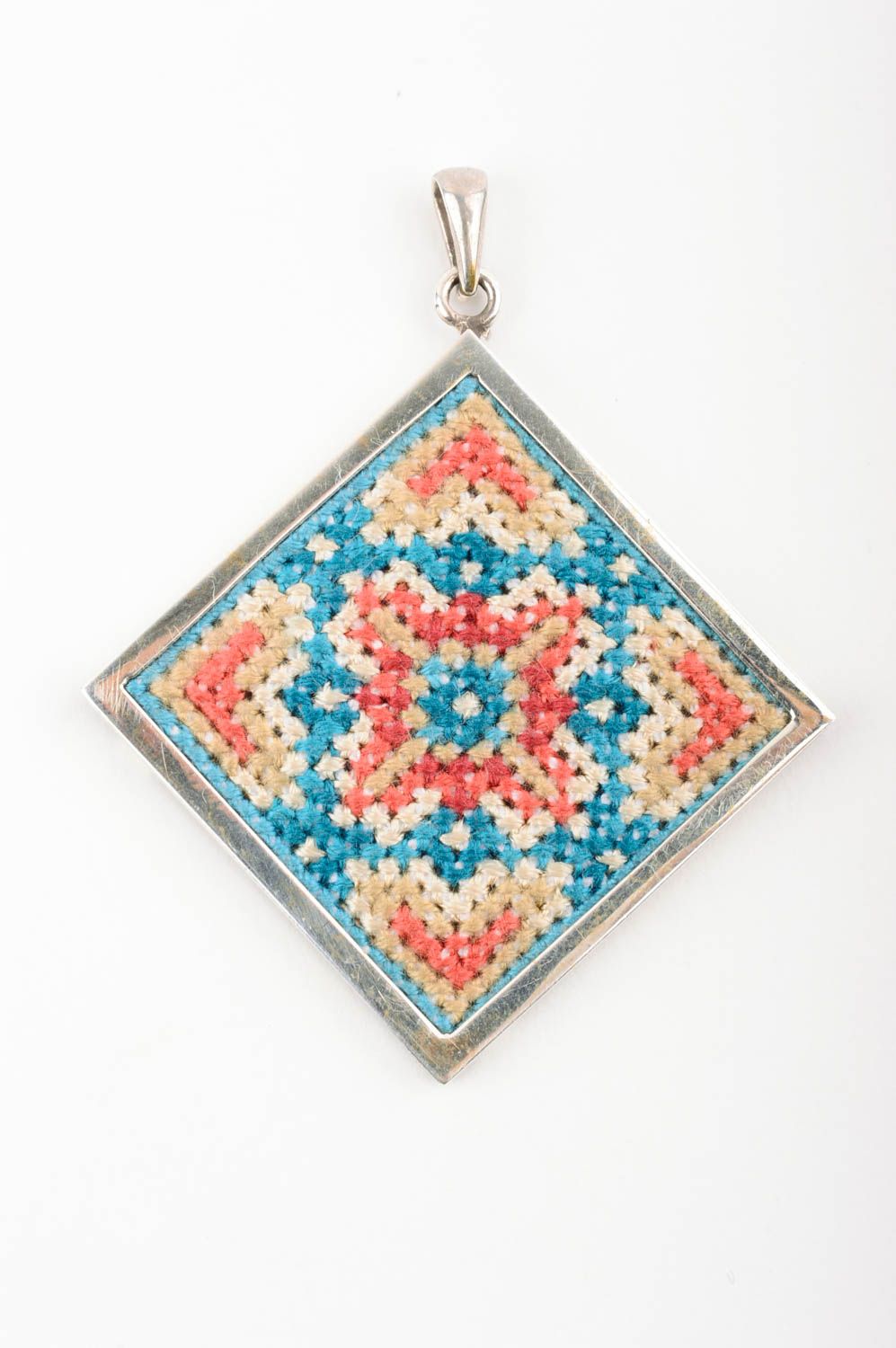 Handmade designer pendant stylish embroidered accessory pendant with ornament photo 1