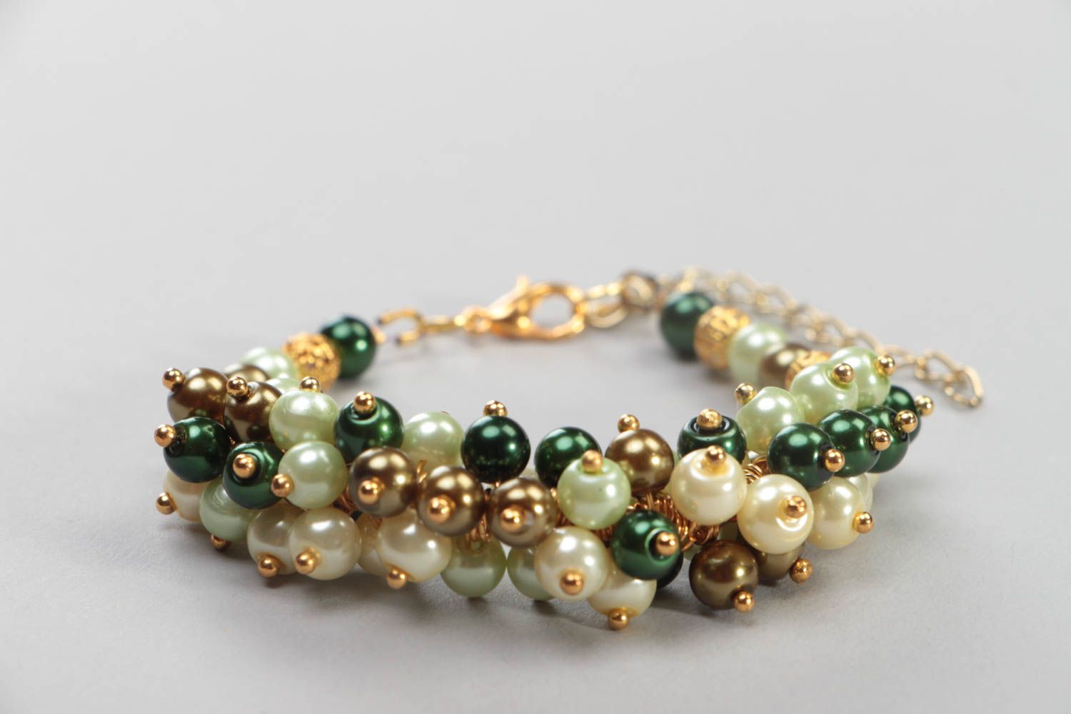 Bracelet en perles céramiques multicolore fait main sur chaîne pour femme photo 1