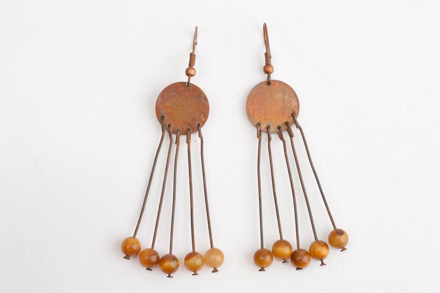 Unusual handmade metal earrings stylish copper earrings fashion trends photo 2