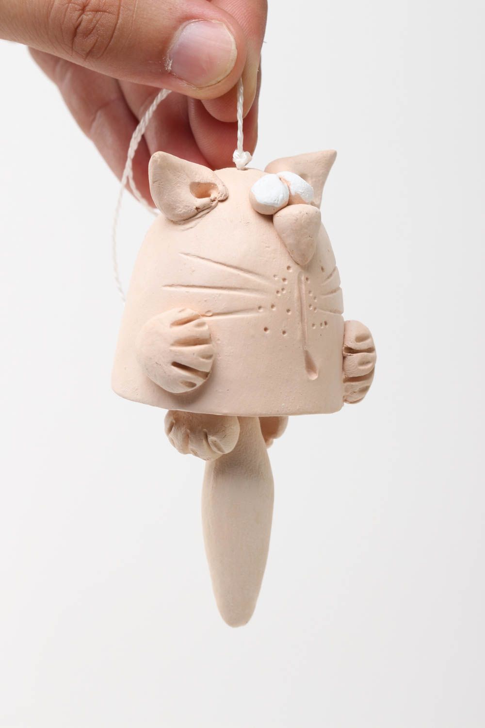 Колокольчик из глины хэнд мэйд керамический колокольчик глиняный сувенир Кот фото 5