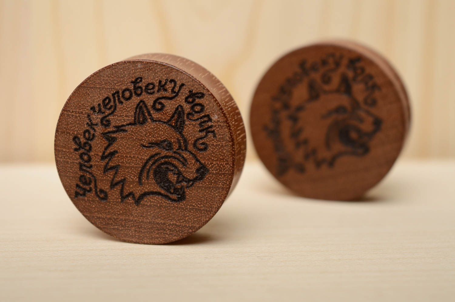 Wooden plugs with engraving photo 3
