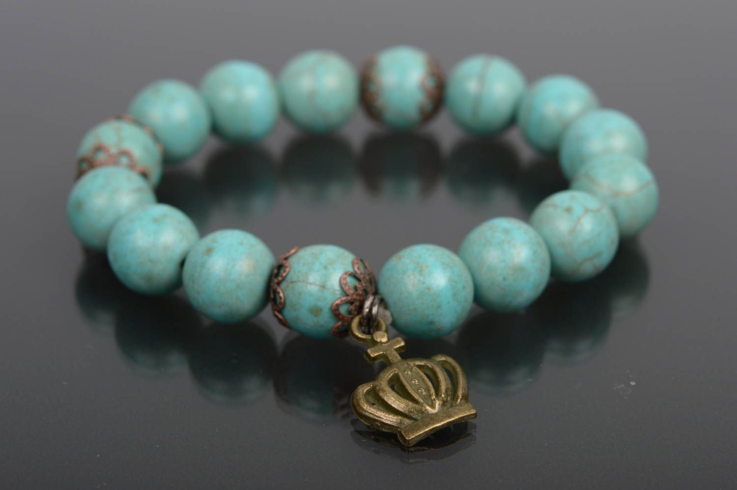 Handmade unusual bracelet turquoise accessory female designer present photo 1